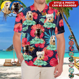 Custom Photo Human And Pet Faces - Gift For Men, Women, Dog And Cat Lovers - Personalized Hawaiian Shirt