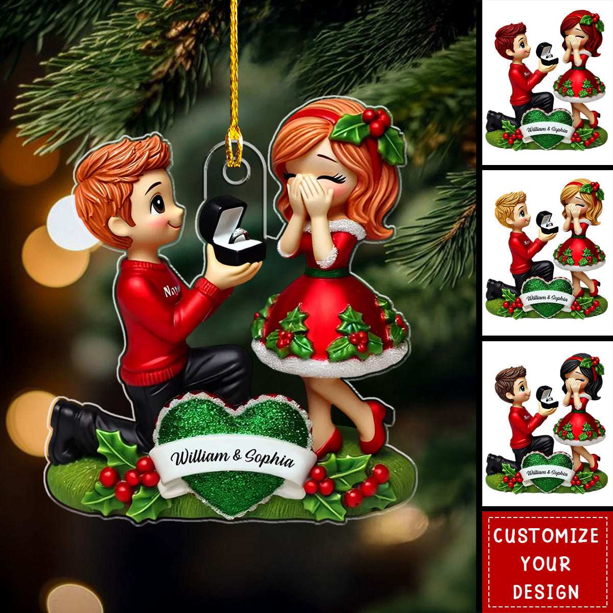 Personalized Newly Engaged Ornament - Custom Just Engaged Gifts For Couples