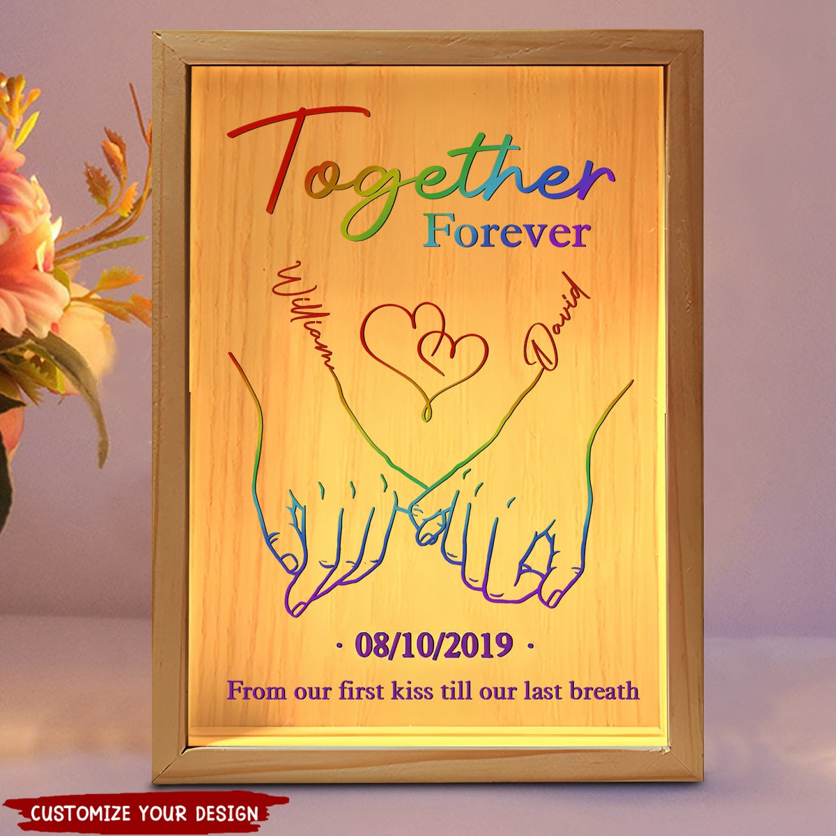 Together Forever - LGBT Couple Personalized Frame Light Box