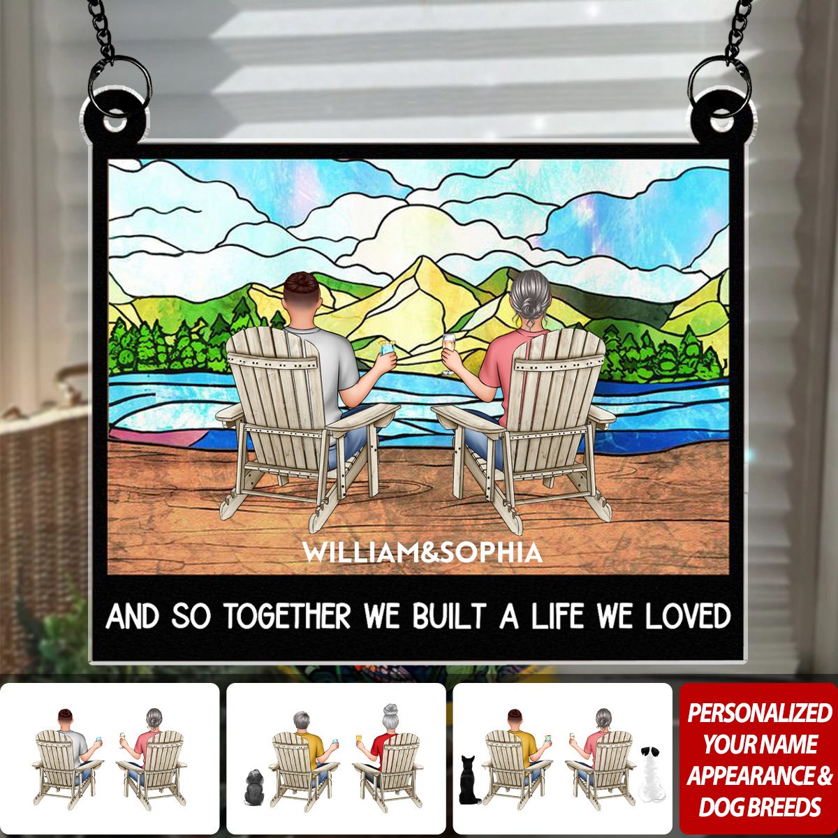 You And Me And The Dogs - Personalized Window Hanging Suncatcher Ornament