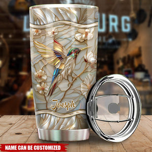 Stained Glass Hummingbird Personalized Tumbler