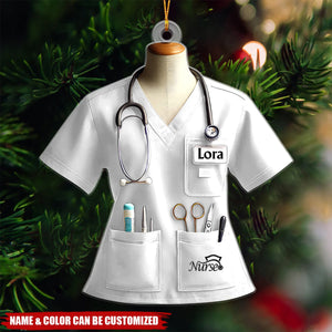 Nurse Uniform Custom Name Ornament, Christmas Gift For Nurse