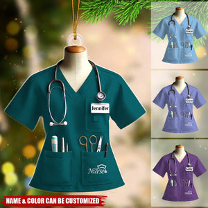 Nurse Uniform Custom Name Ornament, Christmas Gift For Nurse