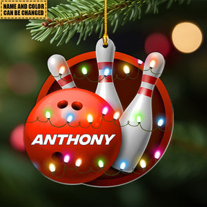 Personalized Bowling Ball Ornaments, Custom Name Sports Christmas Ornaments, Gifts For Bowling Lover