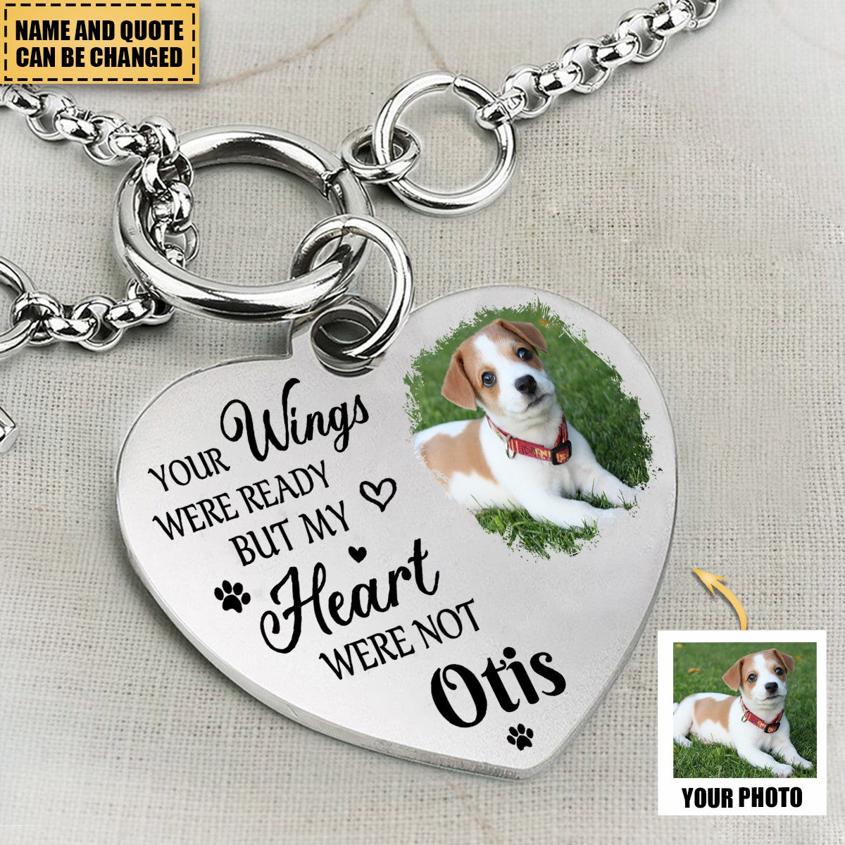 Your Wings Were Ready But My Heart Was Not - Personalized Photo Heart Bracelet