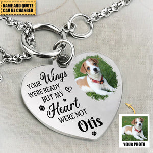 Your Wings Were Ready But My Heart Was Not - Personalized Photo Heart Bracelet