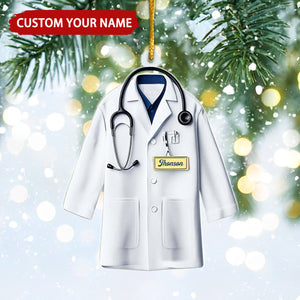 Doctor Blouse Personalized Christmas Ornament, Healthcare Workers Gift