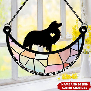 Dogs On The Moon - Personalized Window Hanging Suncatcher Ornament