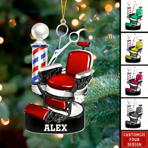 Custom Barber Chair Ornament, Personalized Ornament