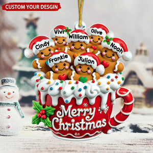 Merry Christmas Gingerbread Cup Personalized Acrylic Ornament