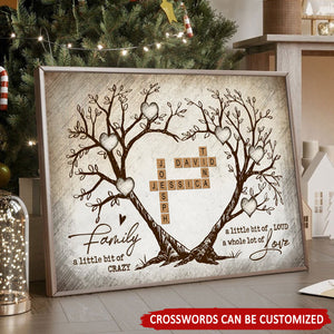 Family Heart Tree Crossword Puzzle Personalized Poster, Gift For Family