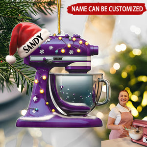 Baking Machine With Christmas Hat Personalized Christmas Ornament, Gift For Baker