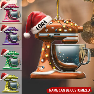 Baking Machine With Christmas Hat Personalized Christmas Ornament, Gift For Baker